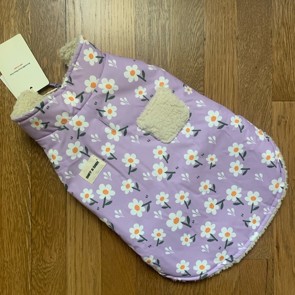Sniff & Bark Purple Daisy Reversible Cozy Fleece Vest (Small)